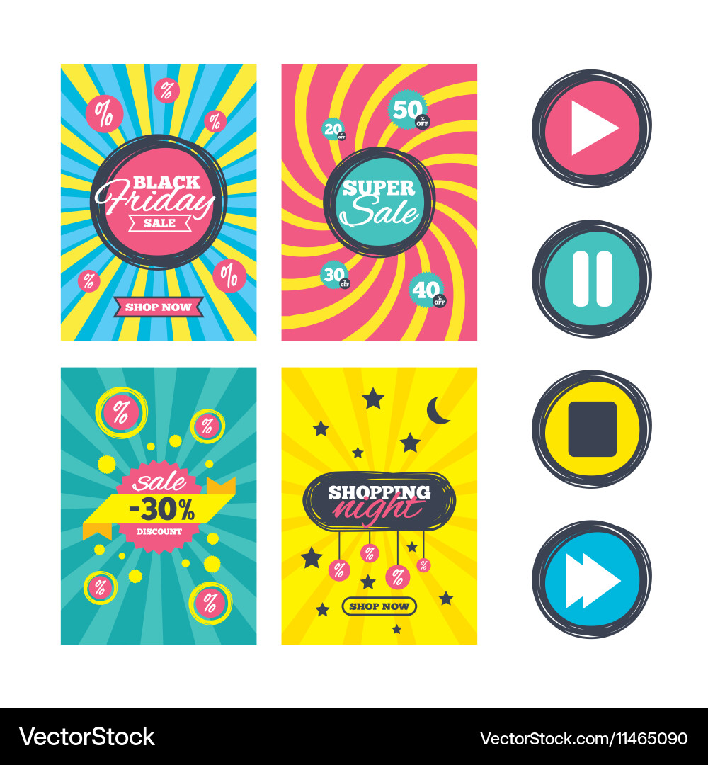 Player navigation icons play stop and pause Vector Image