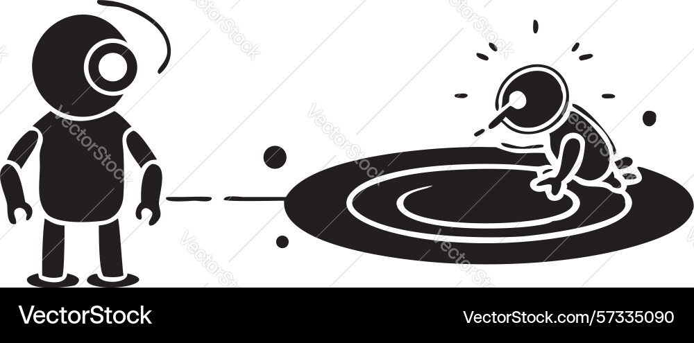 Robot with liquid surface and duck design vector image