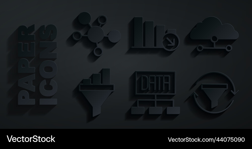 Set data analysis network cloud connection sales Set data analysis network cloud connection sales vector image