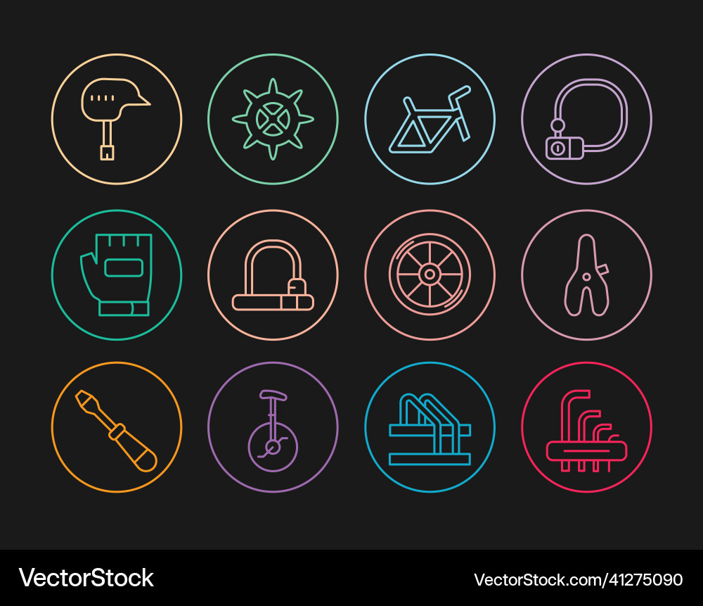 Set line tool allen keys bicycle seat frame Vector Image