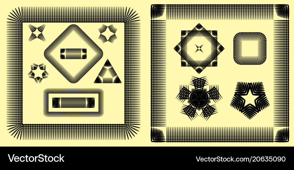 Set of frames from a square and stars vector image