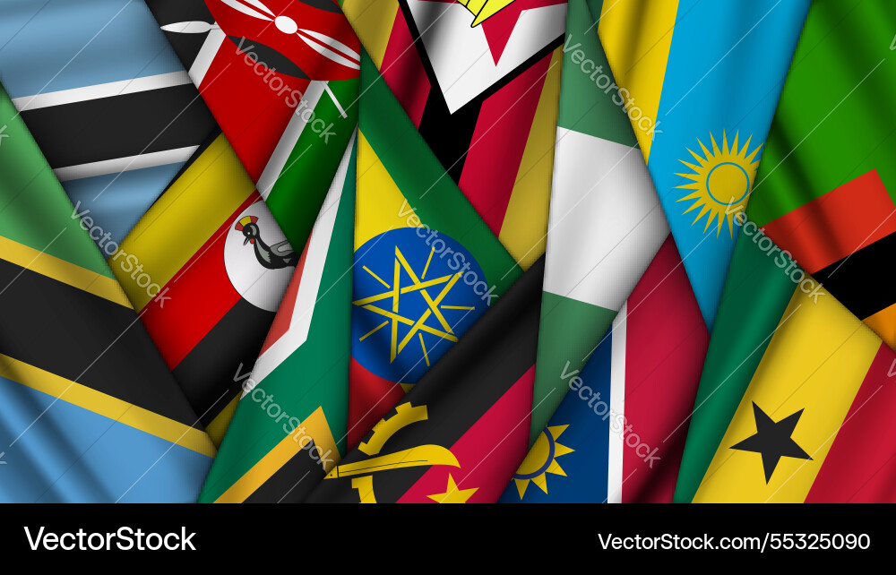 Set of variant flags stacked on top each other vector image