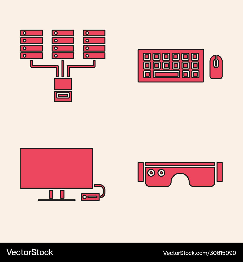 Set smart glasses server data web hosting Set smart glasses server data web hosting vector image