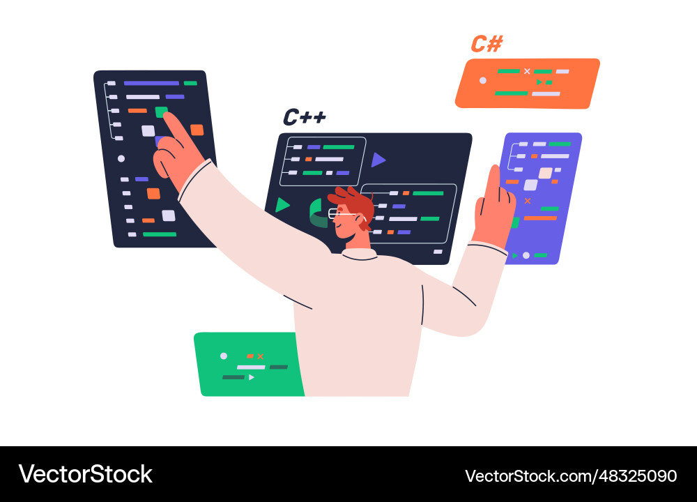 Software engineer writing code concept Software engineer writing code concept vector image