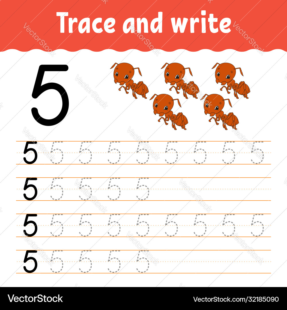 Trace and write handwriting practice learning Trace and write handwriting practice learning Vector Image