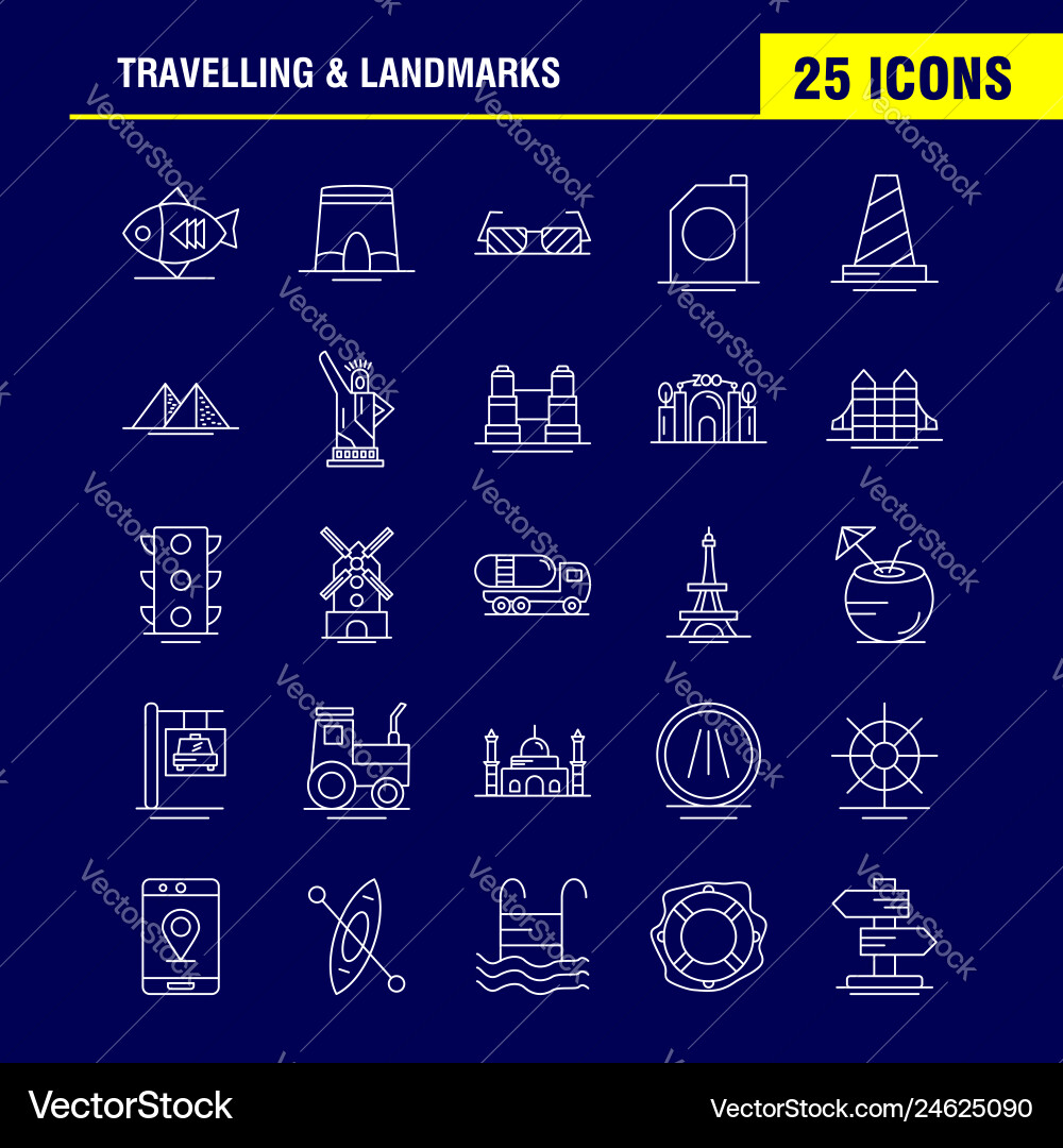 Travelling and landmarks line icon for web print Travelling and landmarks line icon for web print vector image