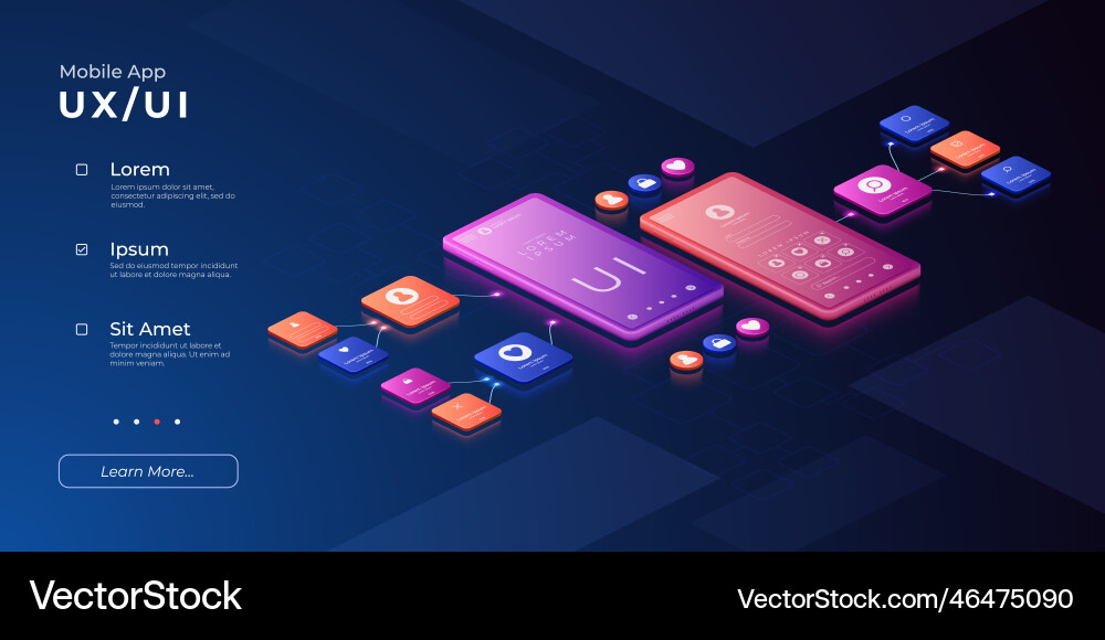 Ui ux design mobile Prototyp 3d Benutzererfahrung Ui ux design mobile Prototyp 3d Benutzererfahrung vektorbild