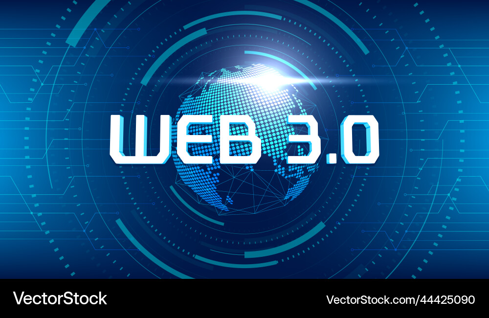 Web 30 text on dot world planet new version Web 30 text on dot world planet new version Vector Image