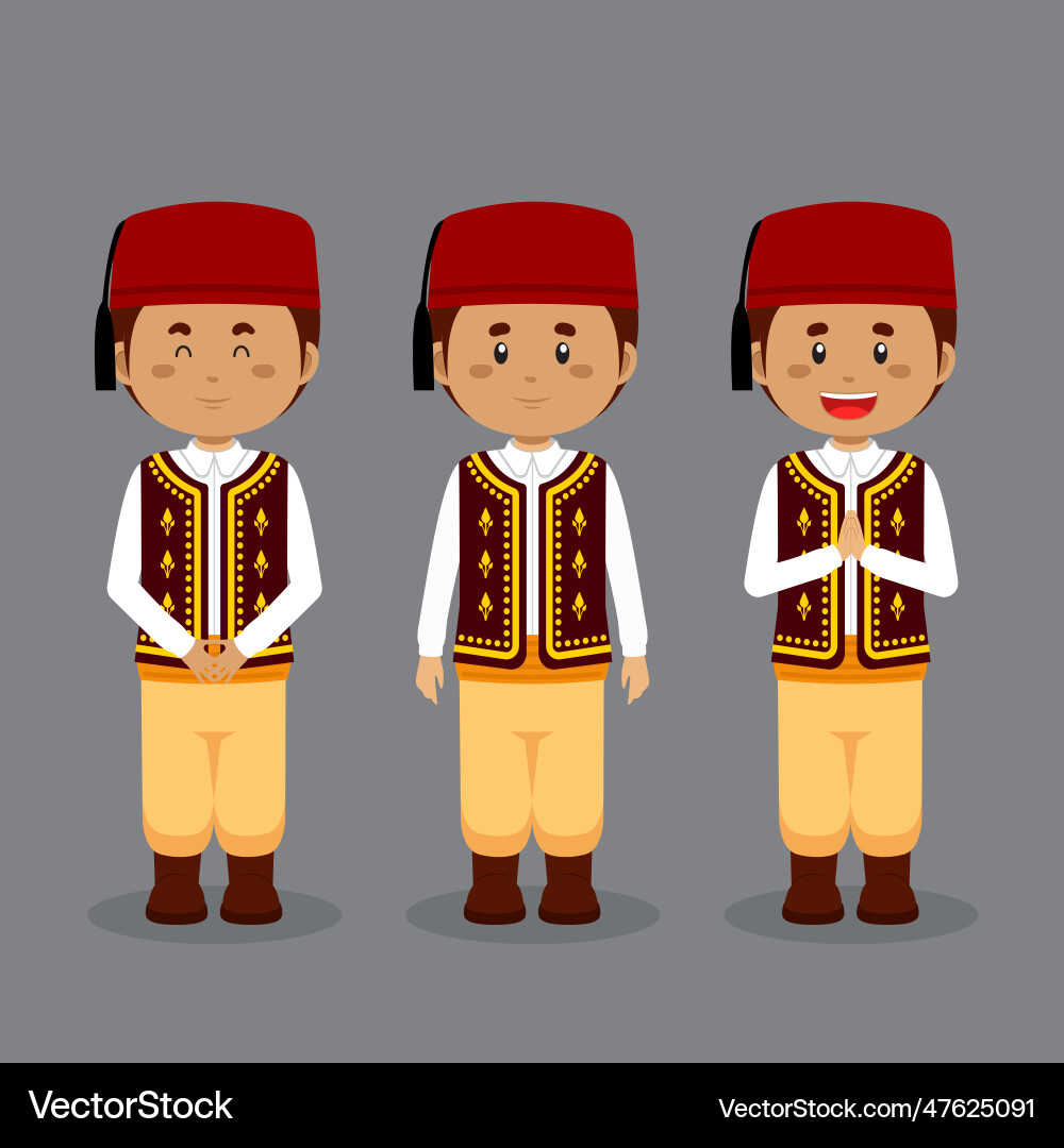 Algerian character with various expression vector image