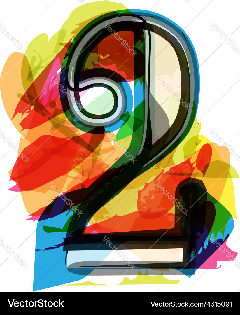 Artistic Number 2 Font Vector Image