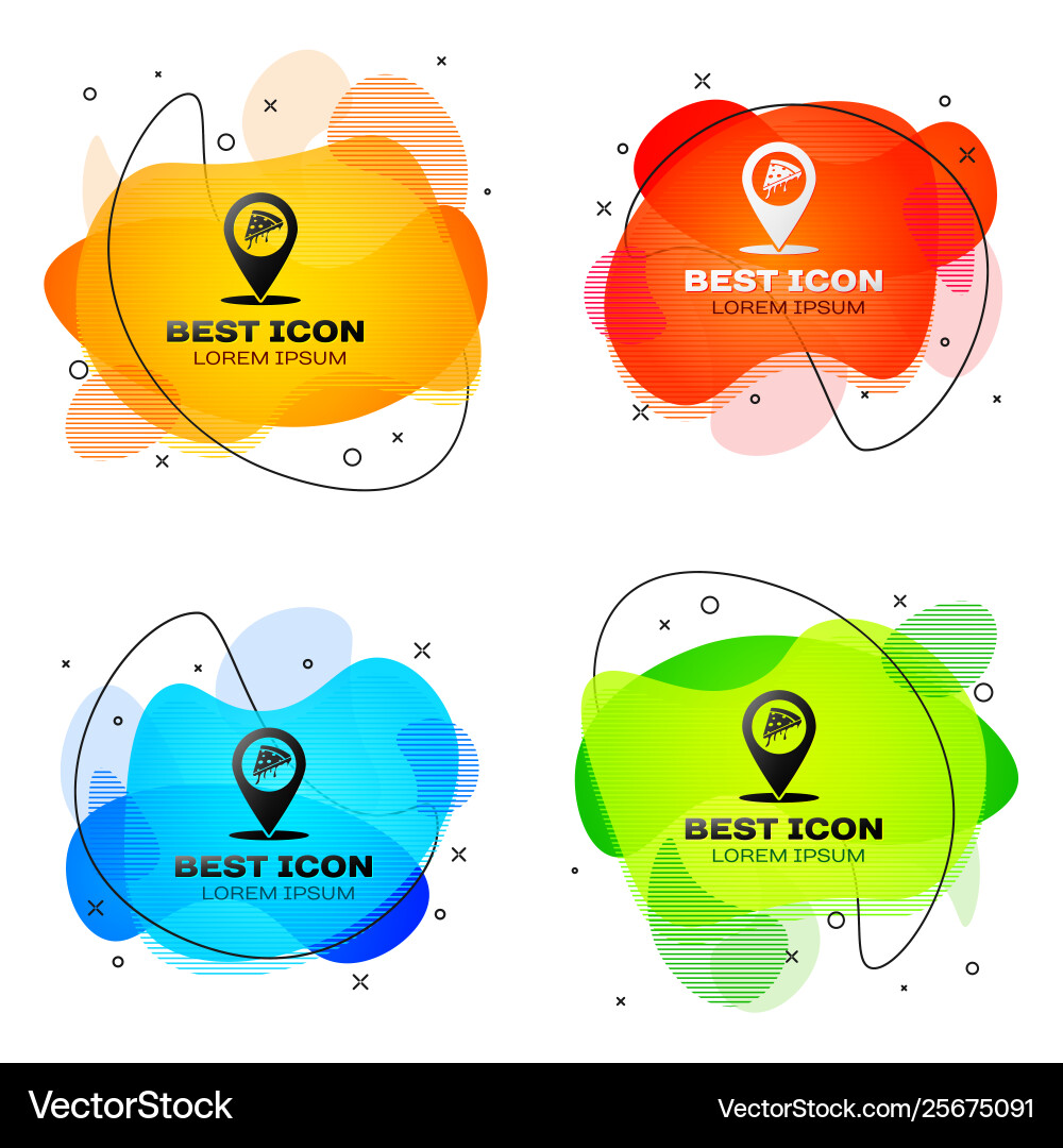 Black map pointer with fast food slice pizza icon Black map pointer with fast food slice pizza icon vector image