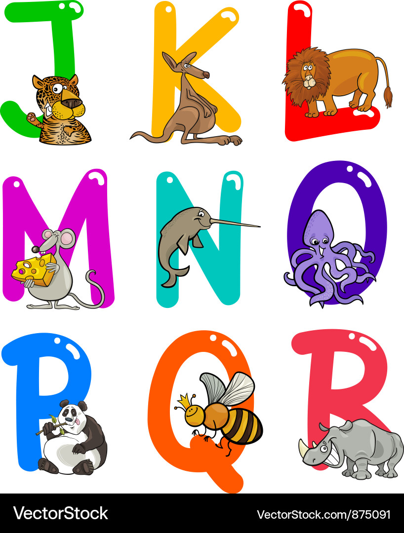 Colorful Animal Alphabet Set Vector Image