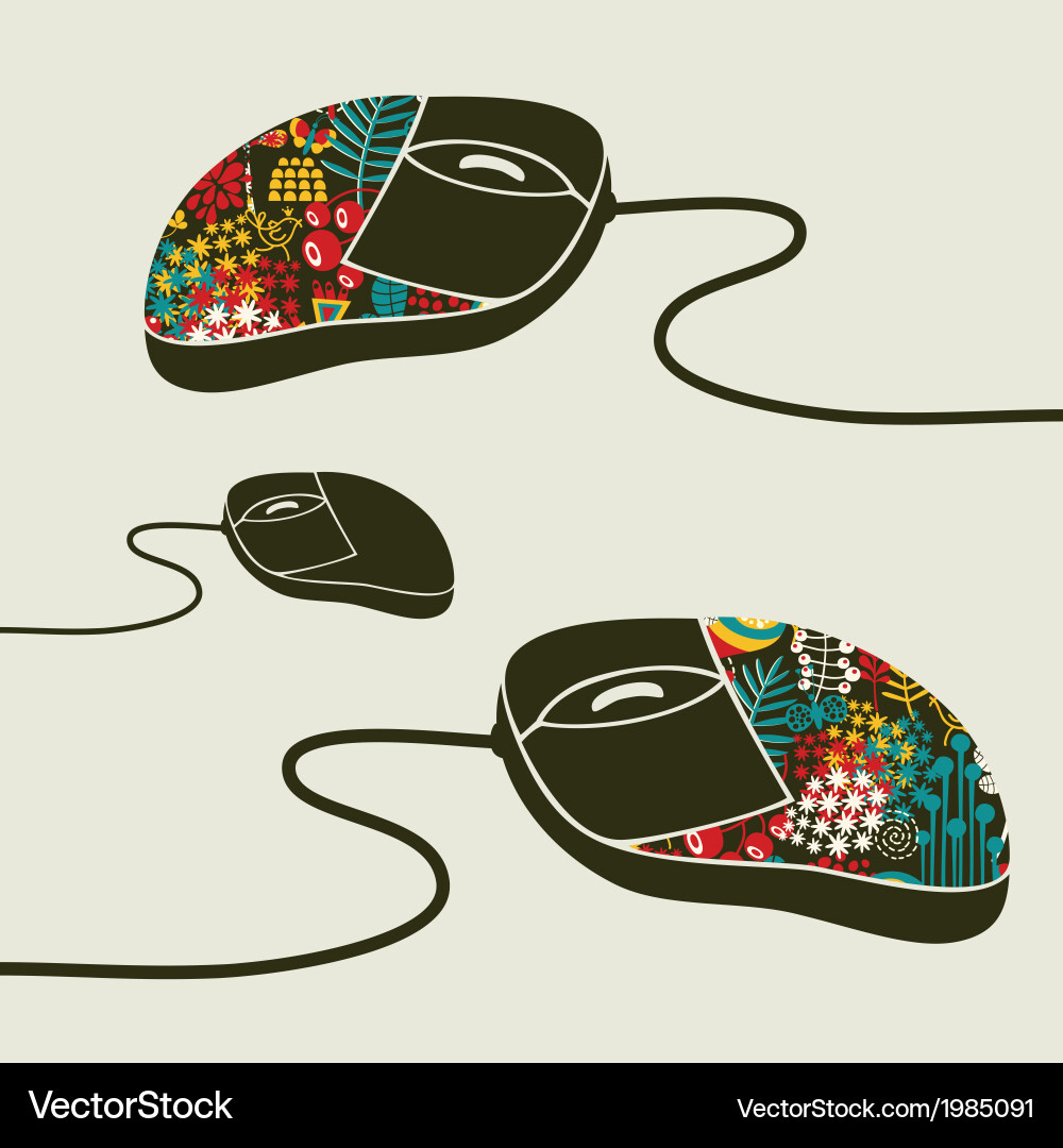Computer mouse decorated with design print Vector Image