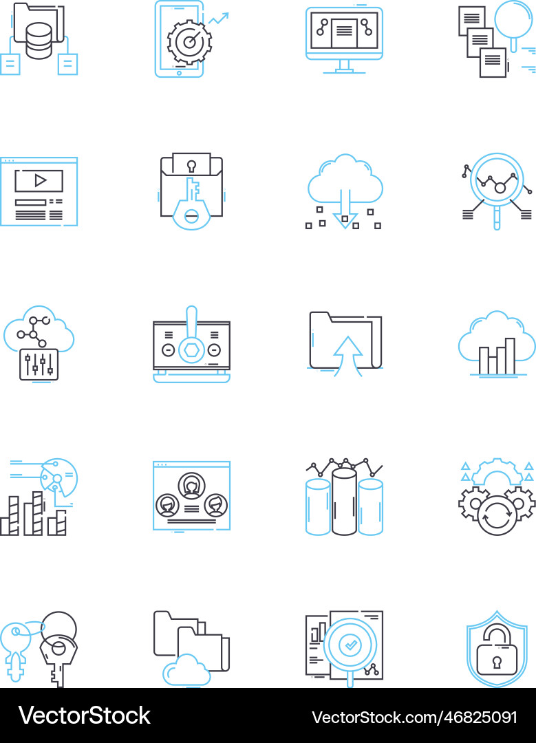 Cyber security linear icons set encryption Cyber security linear icons set encryption vector image