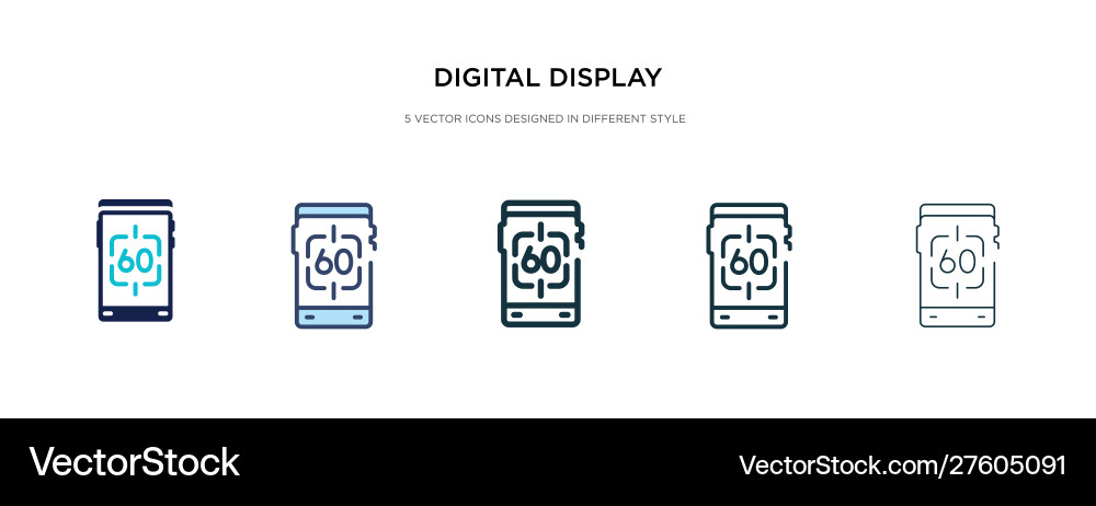 Digital display 60 icon in different style two Vector Image