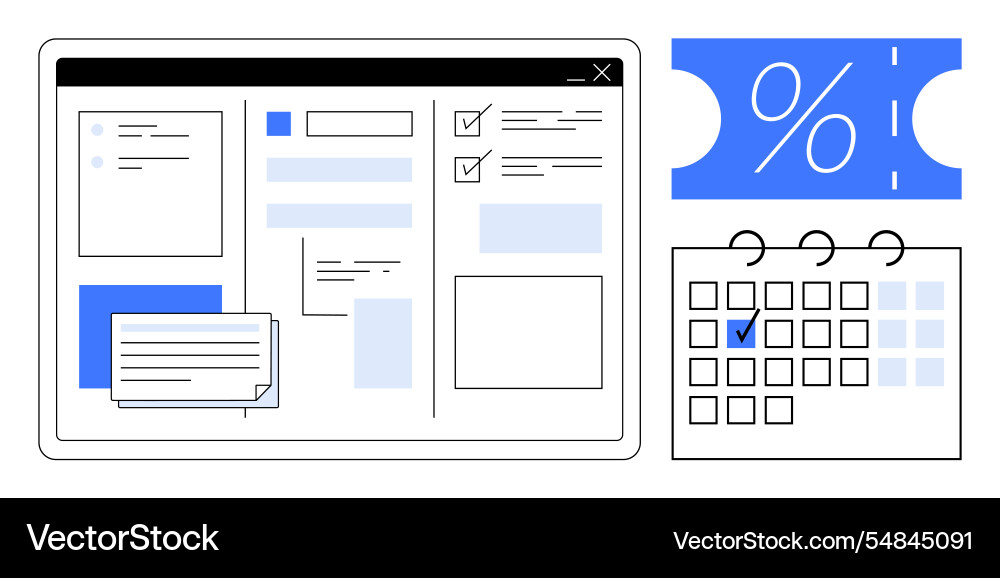 Digital workspace with task management calendar Digital workspace with task management calendar vector image
