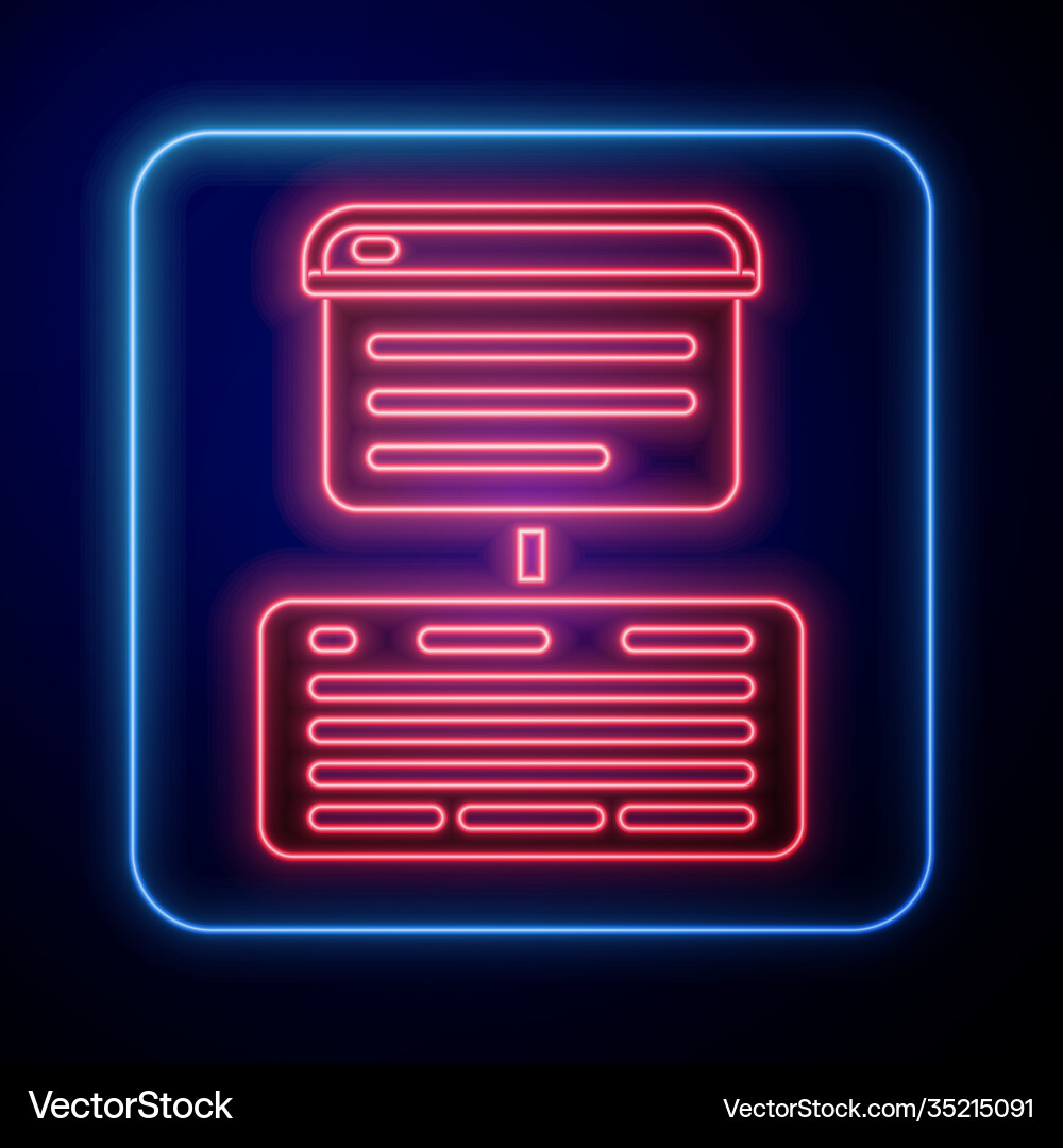 Glowing neon server data web hosting icon Glowing neon server data web hosting icon vector image
