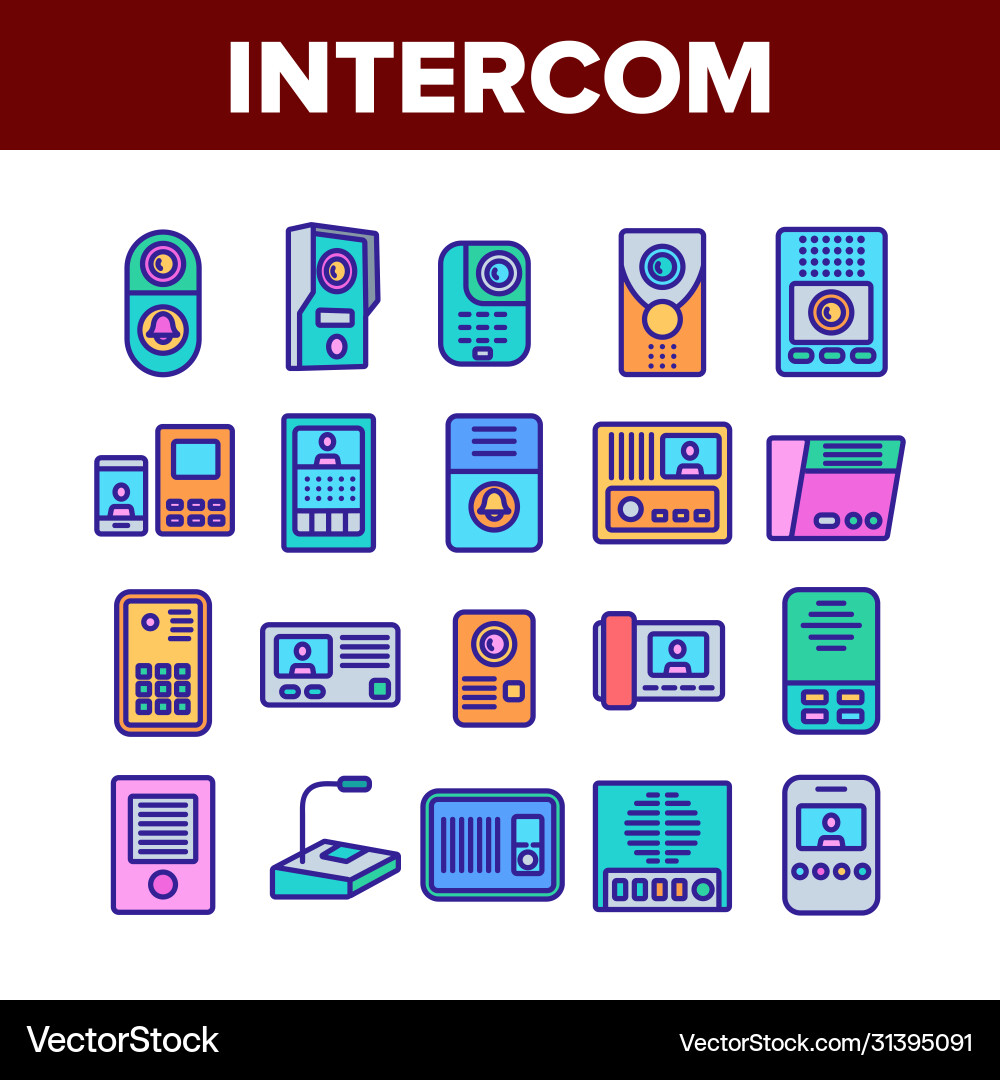 Intercom communication collection icons set Intercom communication collection icons set vector image