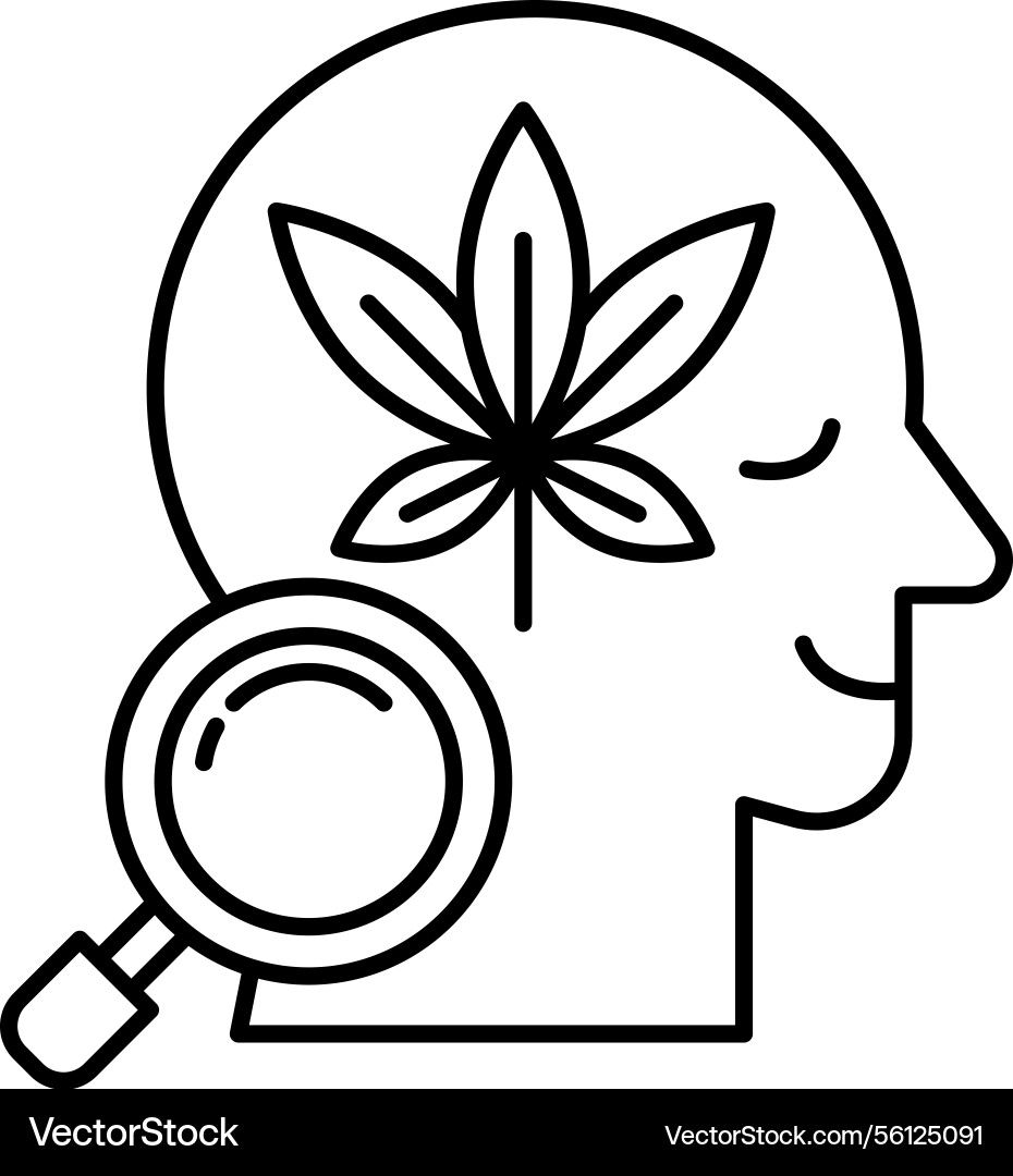 Man head with a leaf on it and magnifying glass Man head with a leaf on it and magnifying glass Vector Image