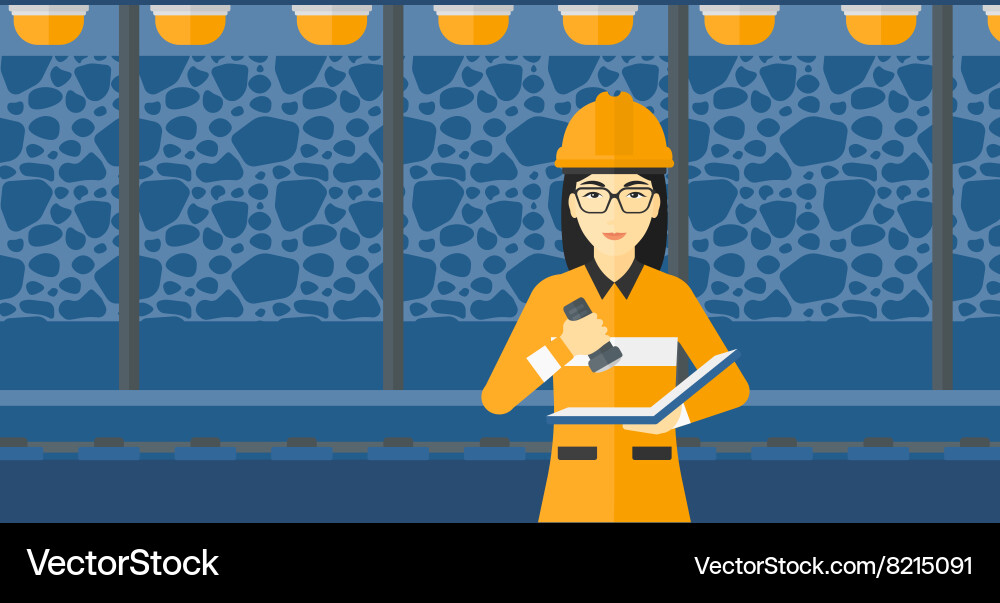 Miner checking documents Vector Image