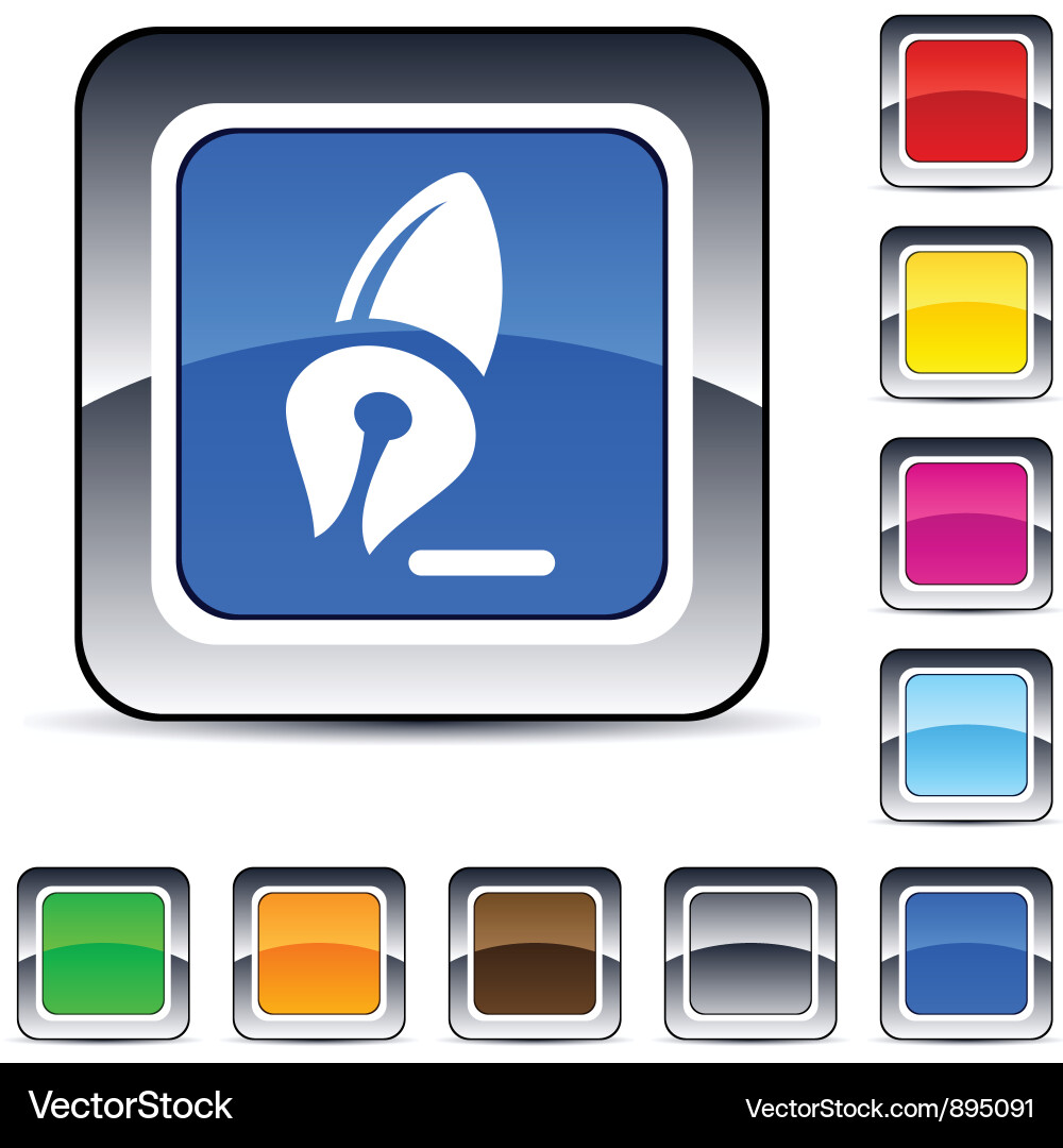 Pen square button Vector Image