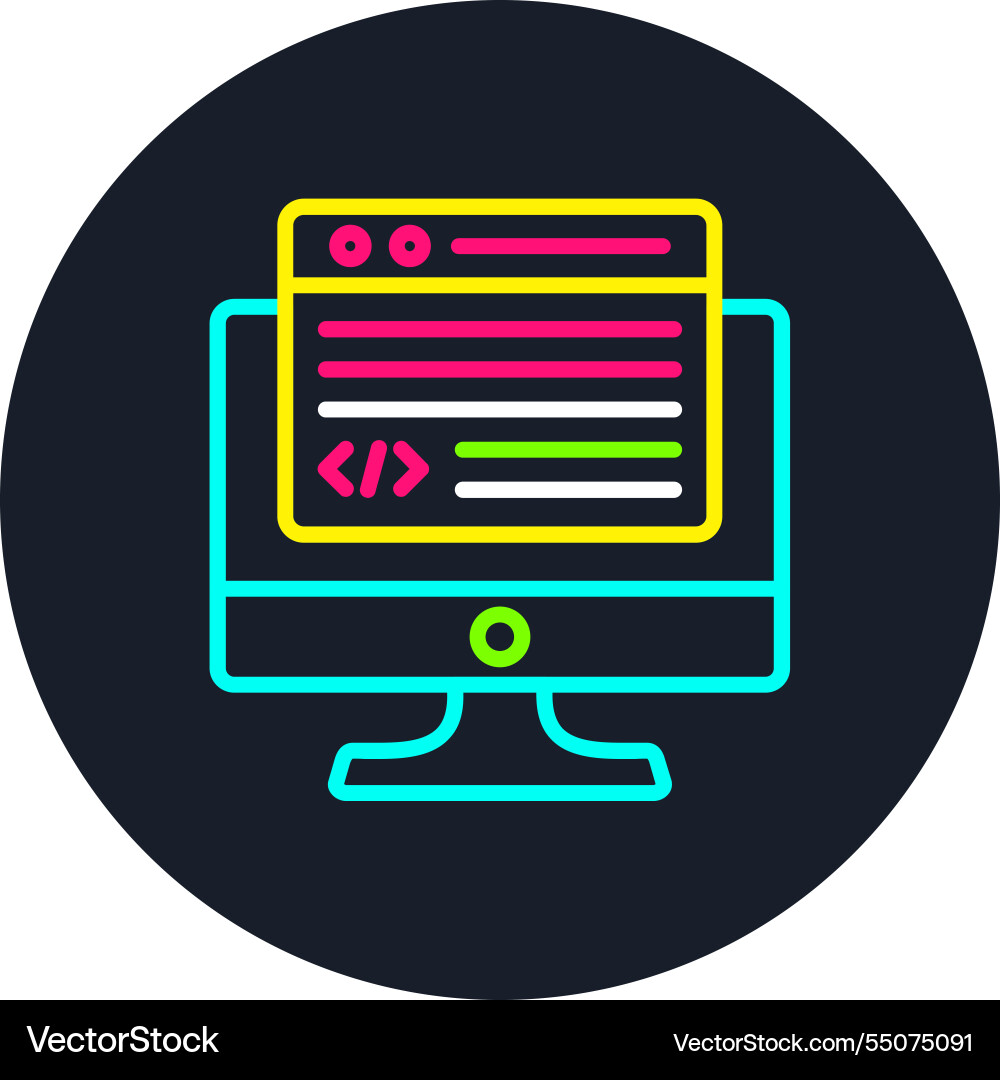 Programming line multi color icon vector image