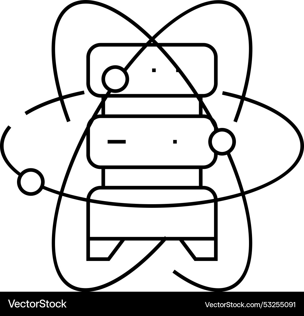 Quantum computer data server line icon Quantum computer data server line icon vector image