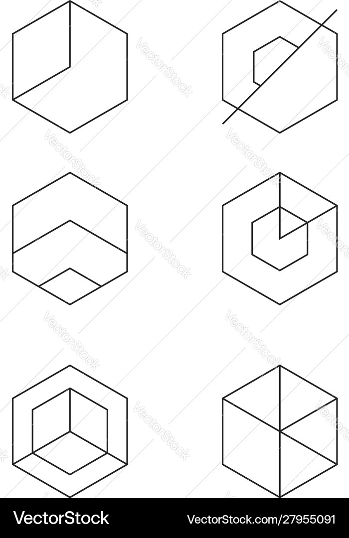 Set hexagon shape geometric line simple Set hexagon shape geometric line simple vector image