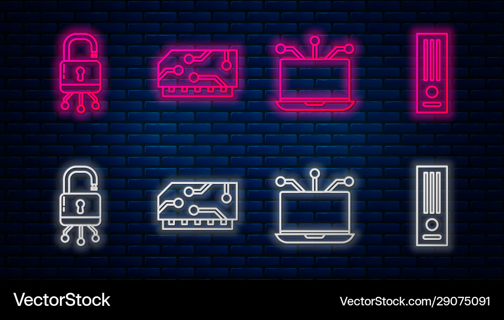Set line ram random access memory laptop lock vector image