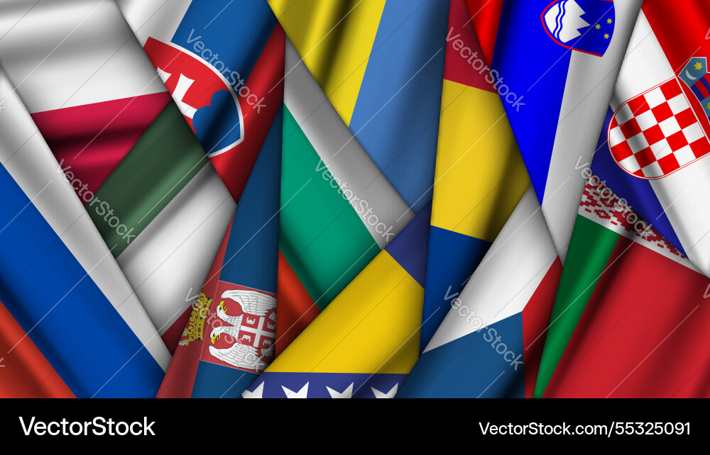 Set of variant flags stacked on top each other Vector Image