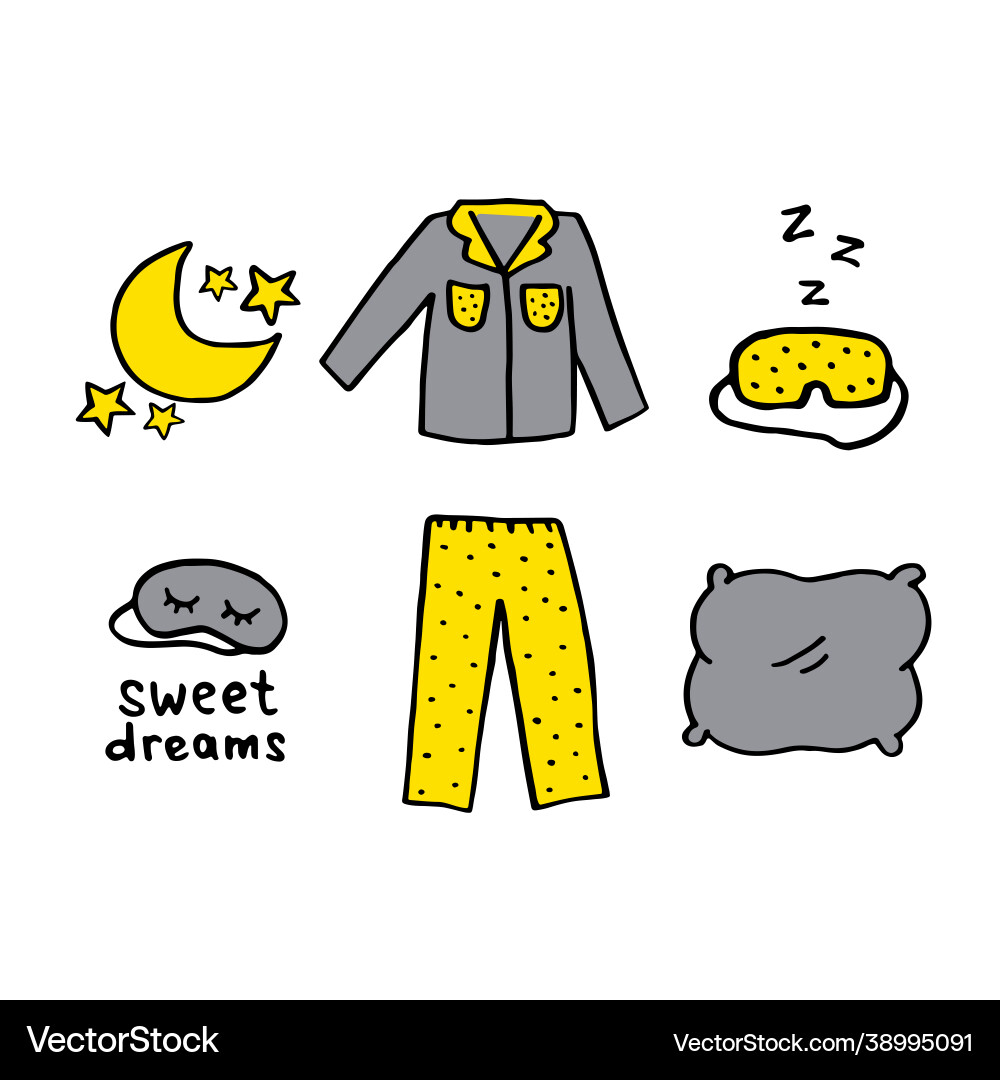 Sleep routines set with text doodle style Sleep routines set with text doodle style Vector Image