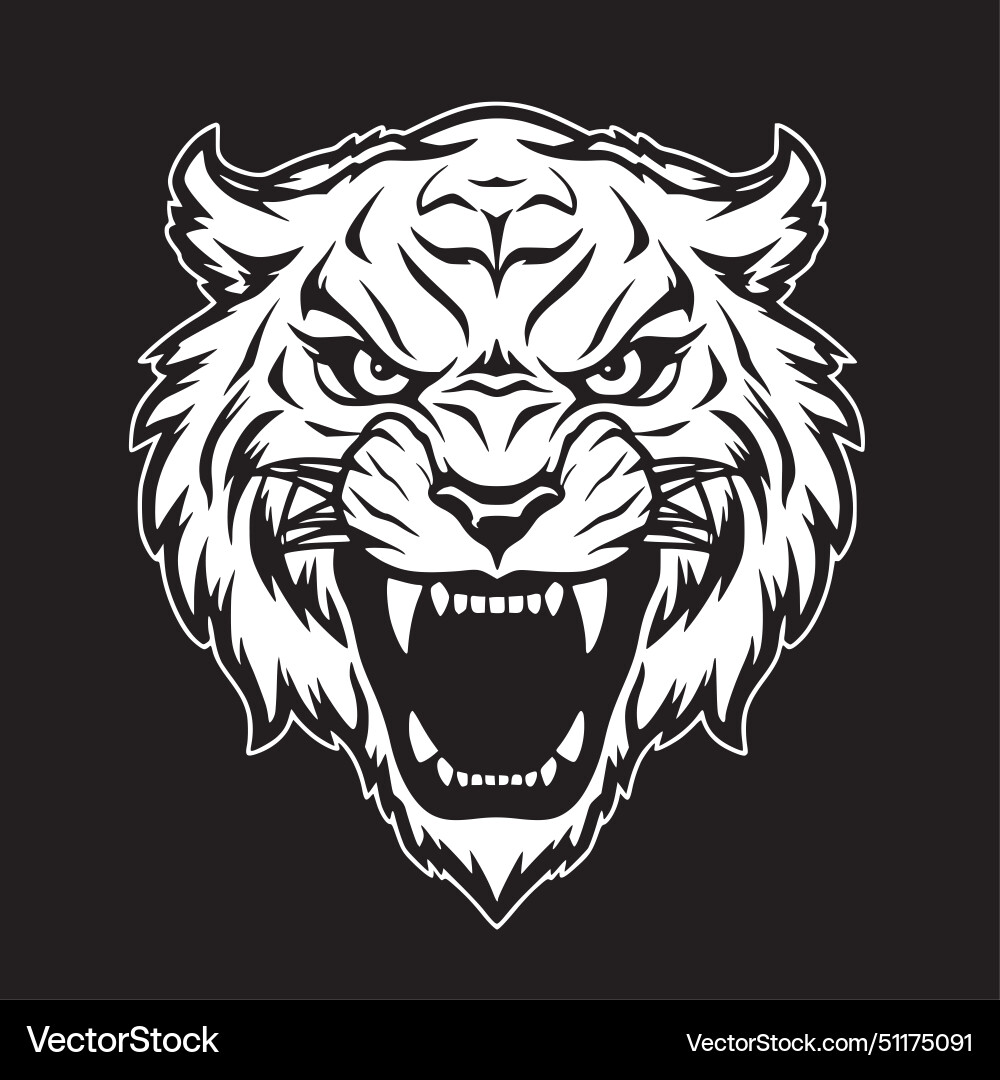 Tiger - black and white Royalty Free Vector Image
