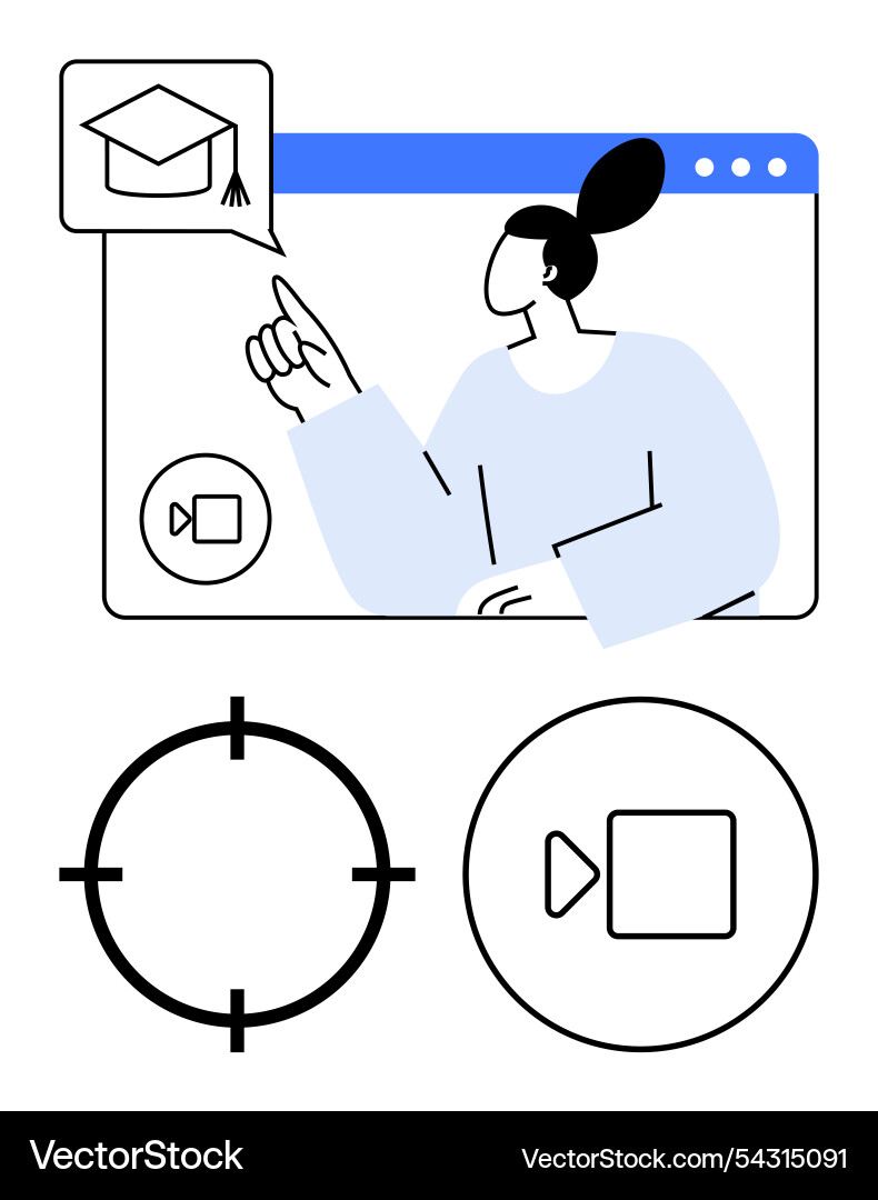 Virtual learning platform with educator in video Vector Image