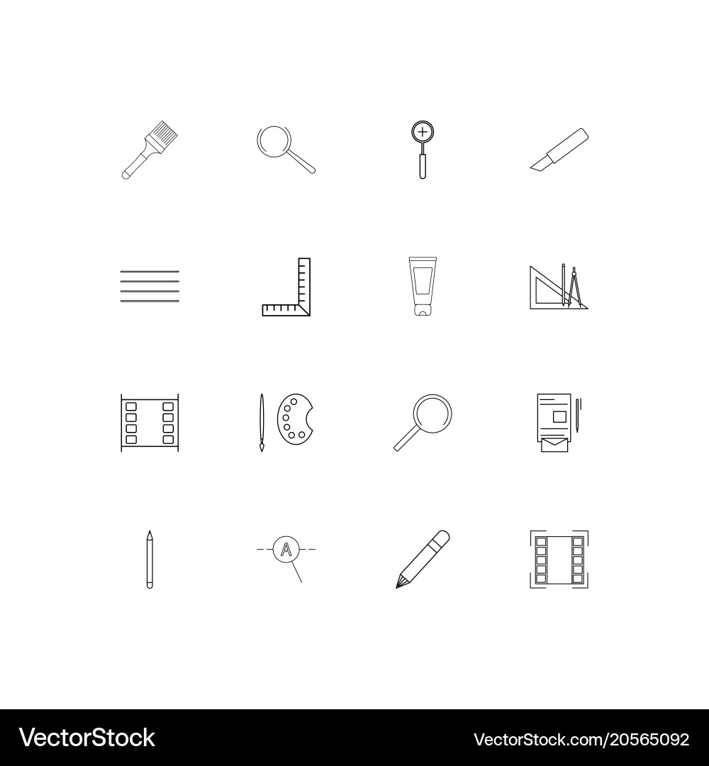 Creative process and design simple linear icons vector image