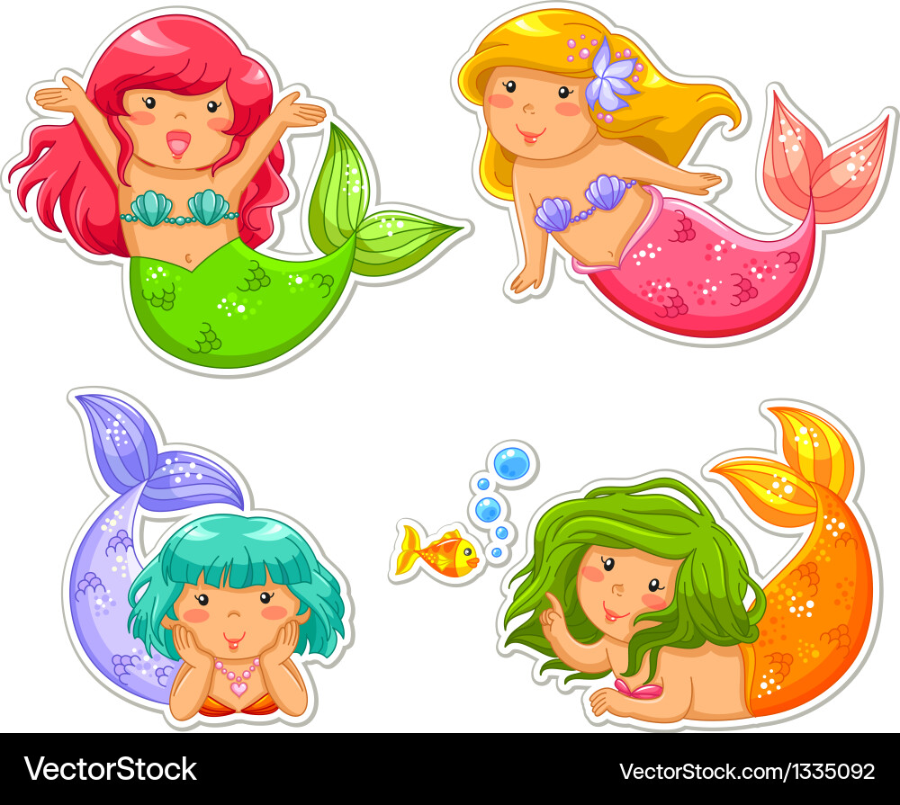 Cute Mermaid Girls Vector Image