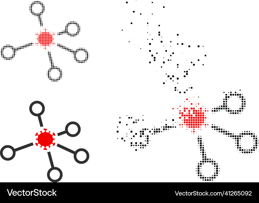 Decomposed dotted and original virus node links Decomposed dotted and original virus node links Vector Image