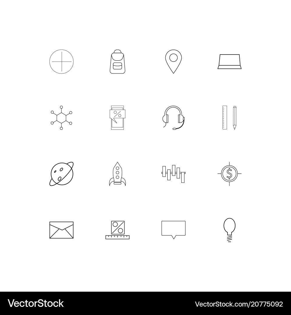 Education and science linear thin icons set Vector Image