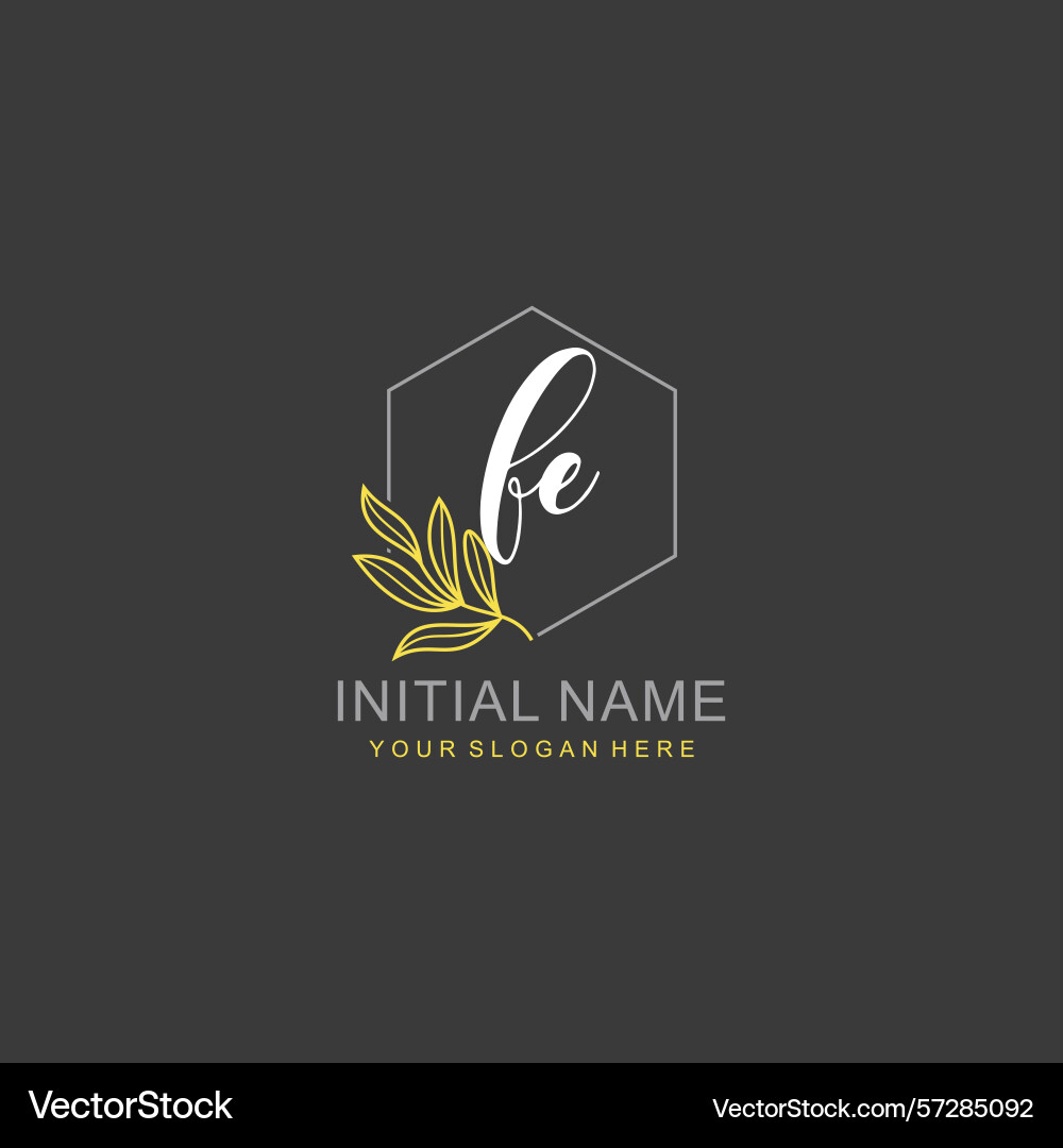 Fe initial logo templates with botanical elements Fe initial logo templates with botanical elements vector image