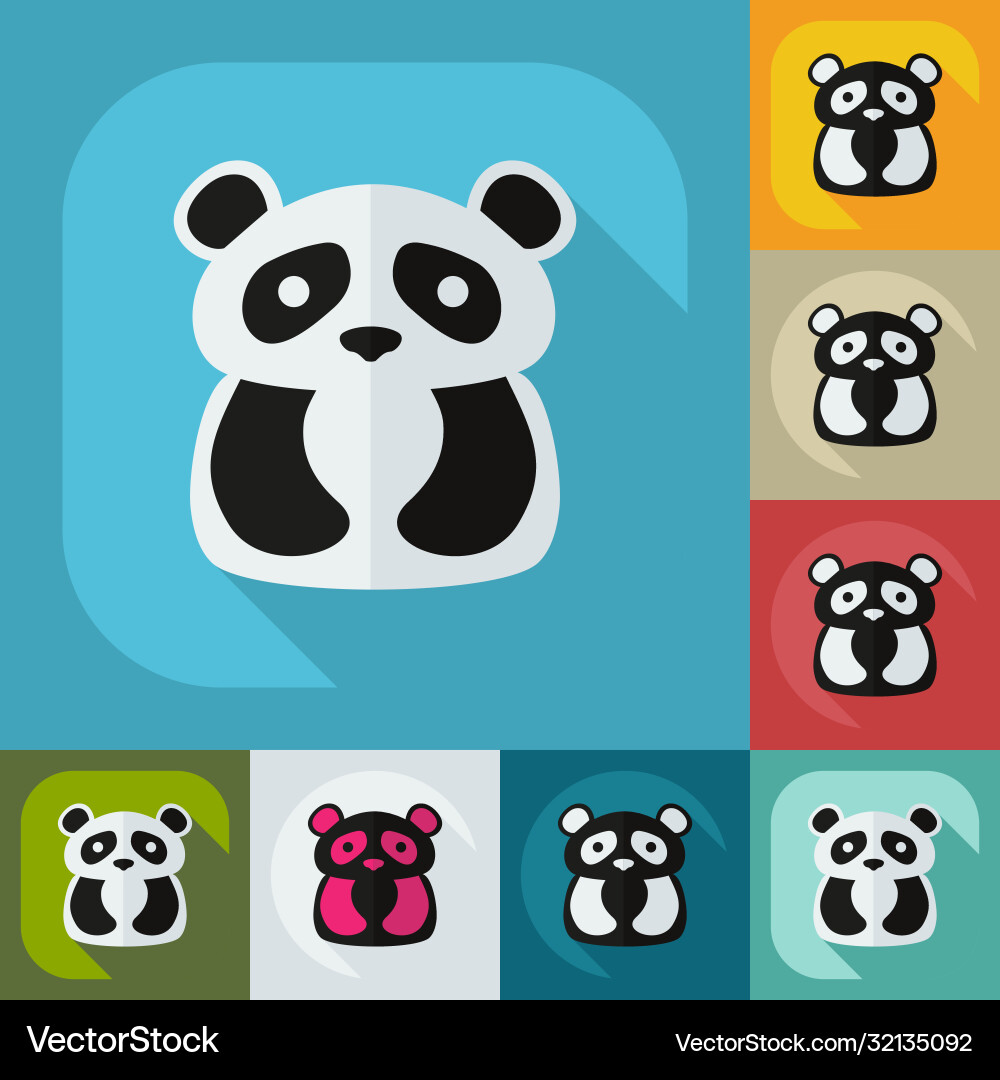 Flat modern design with shadow icons pandas Vector Image