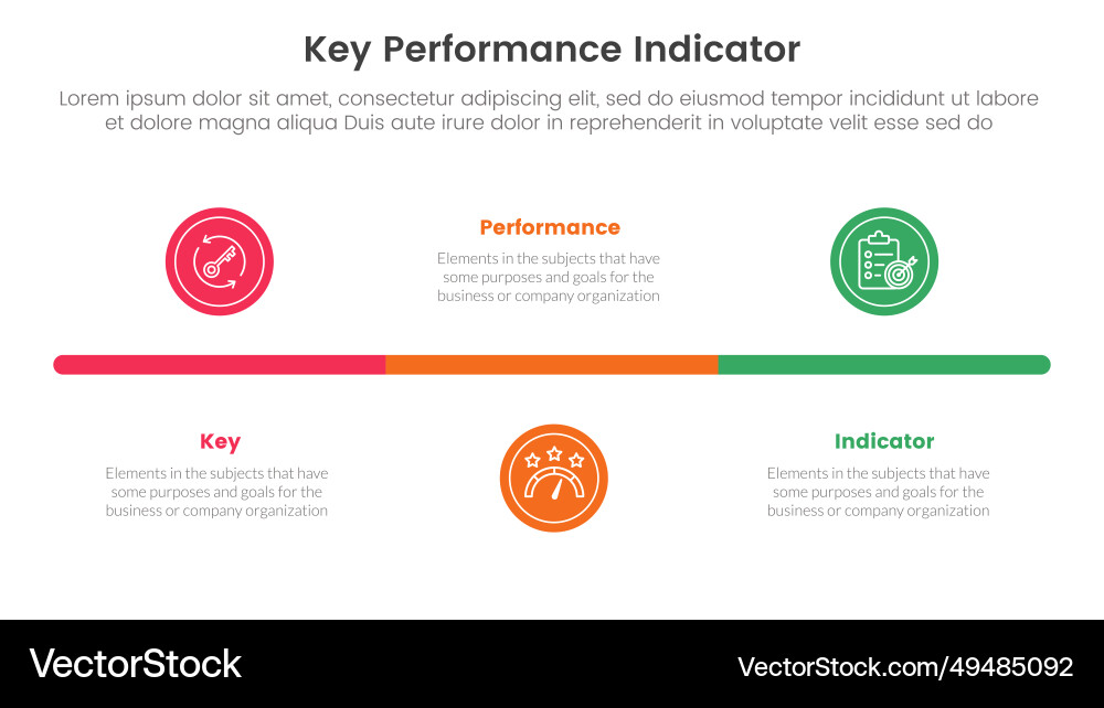 Kpi key performance indicator infographic 3 point vector image