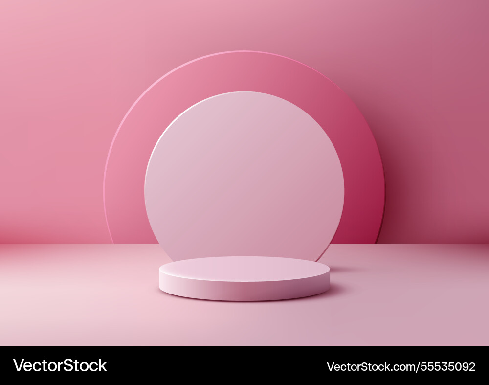 Minimalist pink 3d podium in monochromatic room Minimalist pink 3d podium in monochromatic room vector image