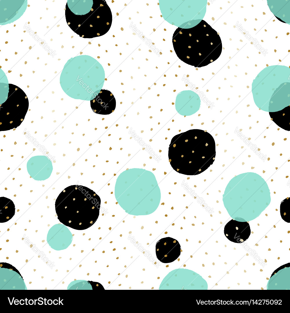 Mint Green & Black Dots Pattern Vector Image