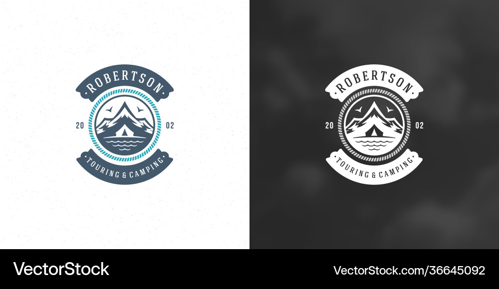 Mountains logo emblem outdoor adventure camping Mountains logo emblem outdoor adventure camping vector image