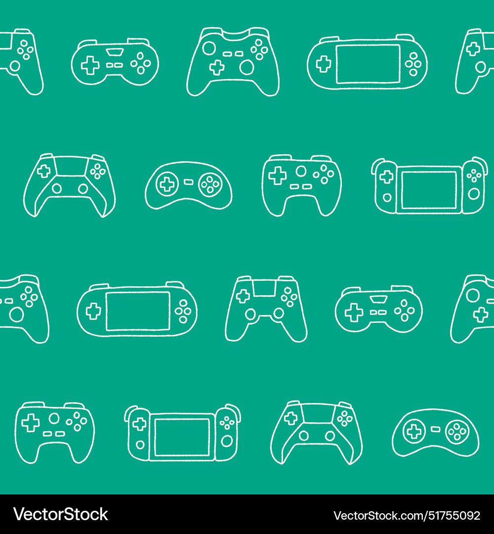Outline collection of gamepad seamless pattern Outline collection of gamepad seamless pattern vector image