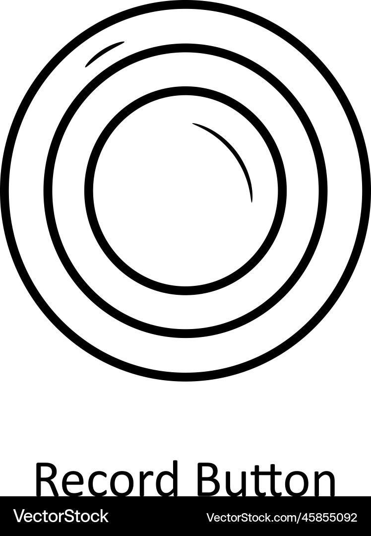 Record button solid fill outline icon design illus vector image