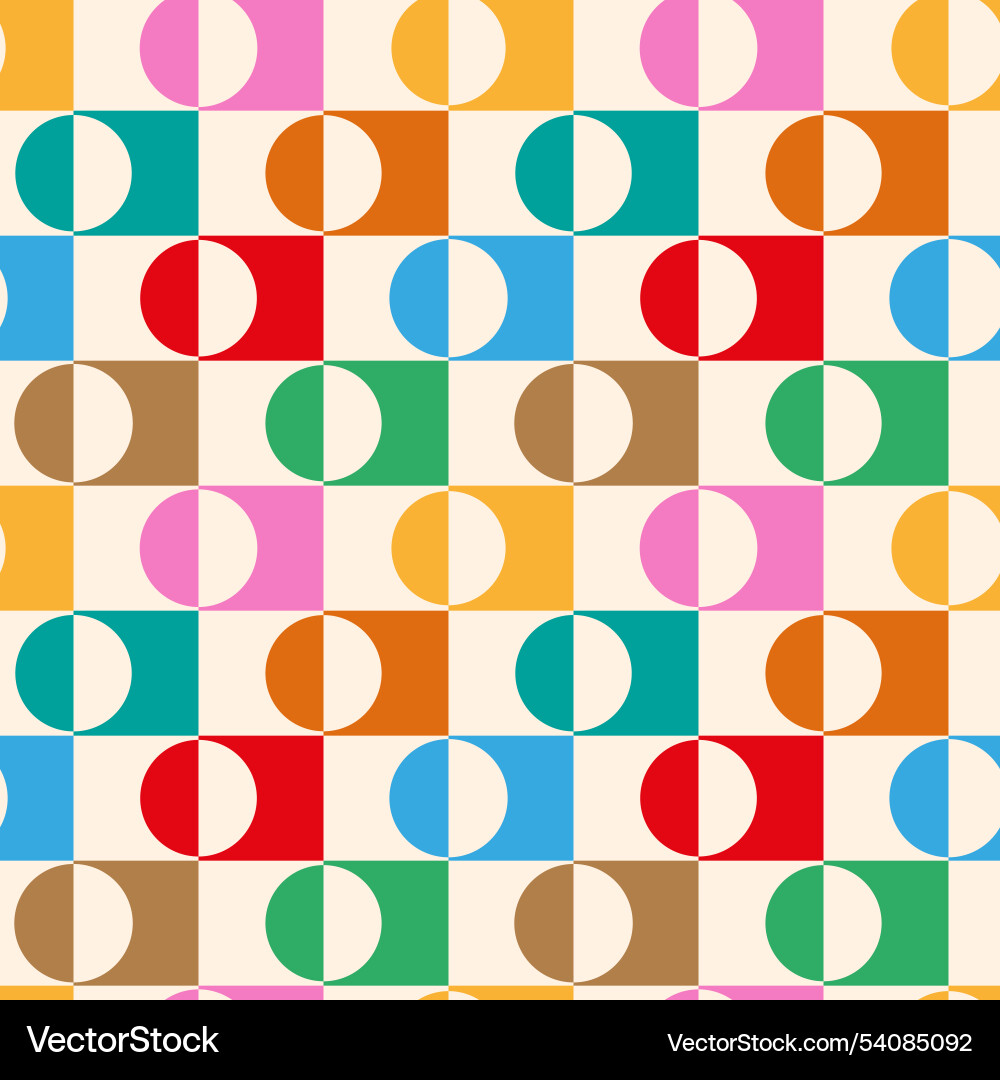 Retro Half Circles on Checkerboard Pattern vector image