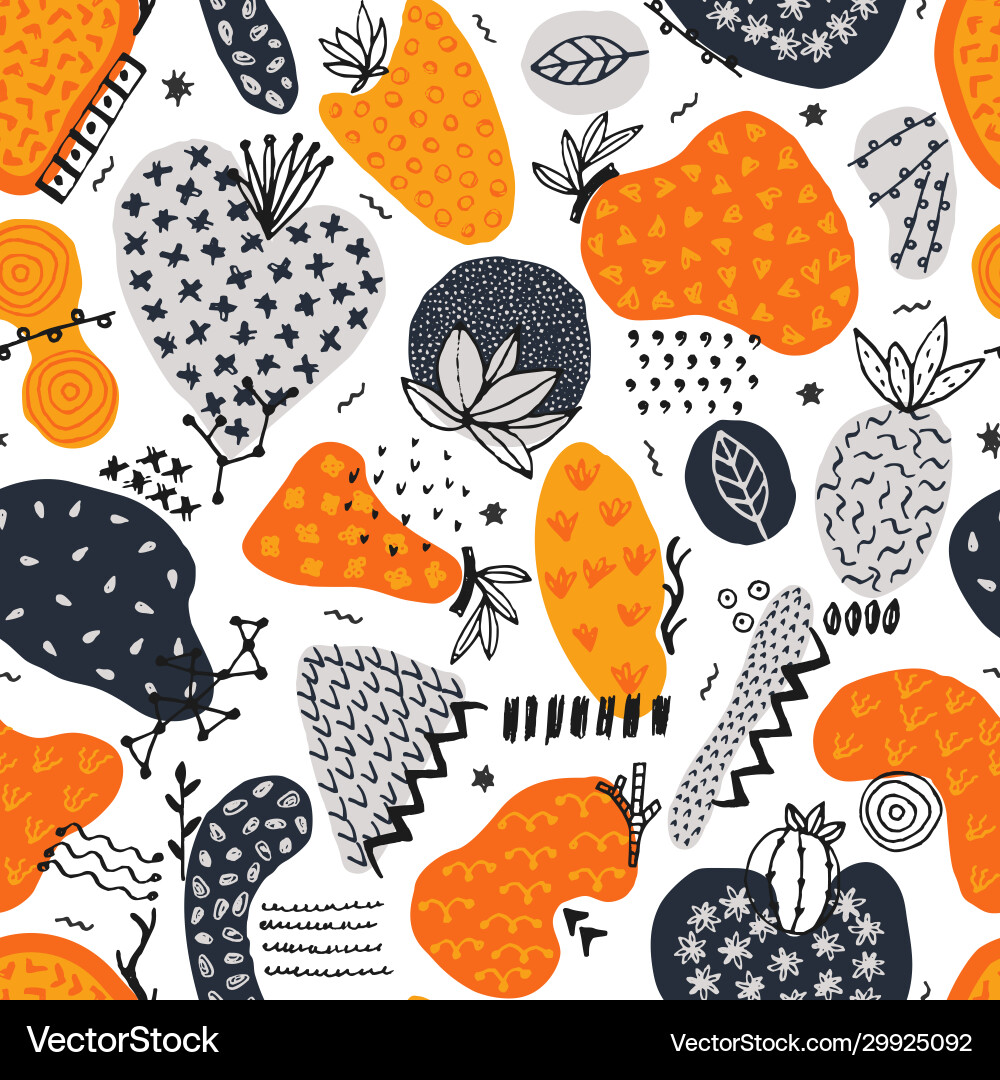 Seamless pattern with hand drawn abstract Vector Image