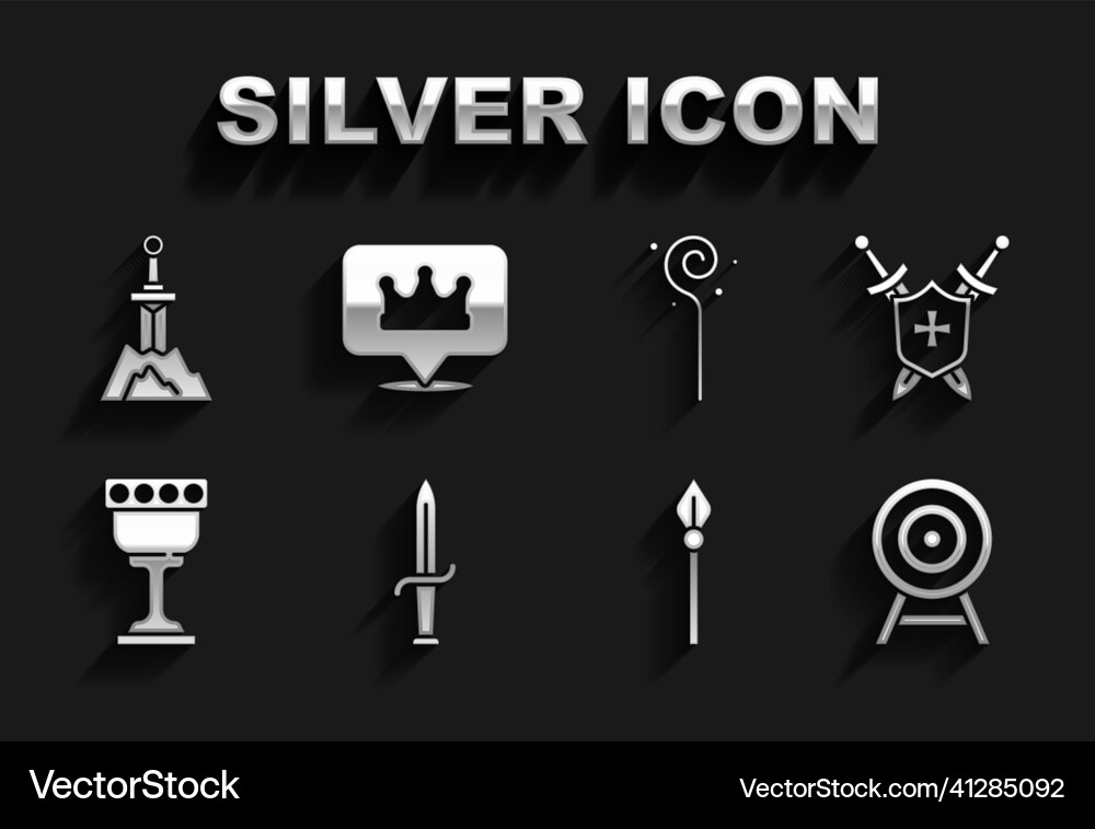 Set dagger medieval shield with swords target Vector Image