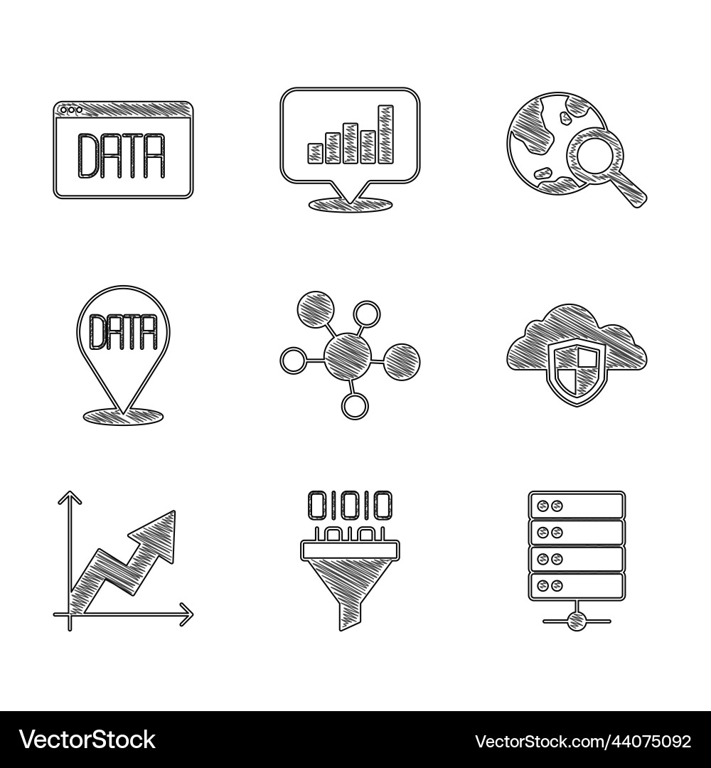 Set mind map infographic binary code server cloud Set mind map infographic binary code server cloud vector image