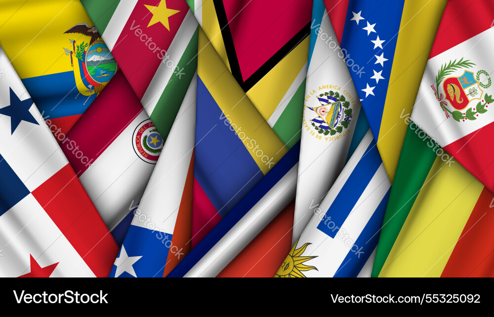 Set of variant flags stacked on top each other vector image